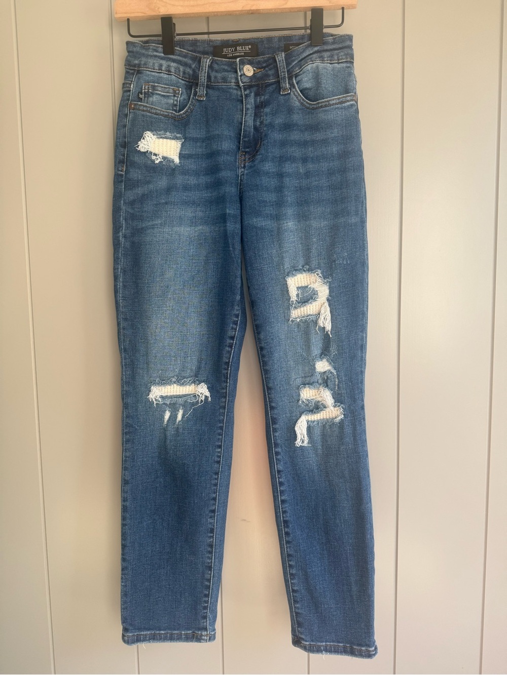 Judy Blue Jeans Women 25 Distressed Boyfriend Fit Dark Wash Boutique Preppy - Picture 1 of 13